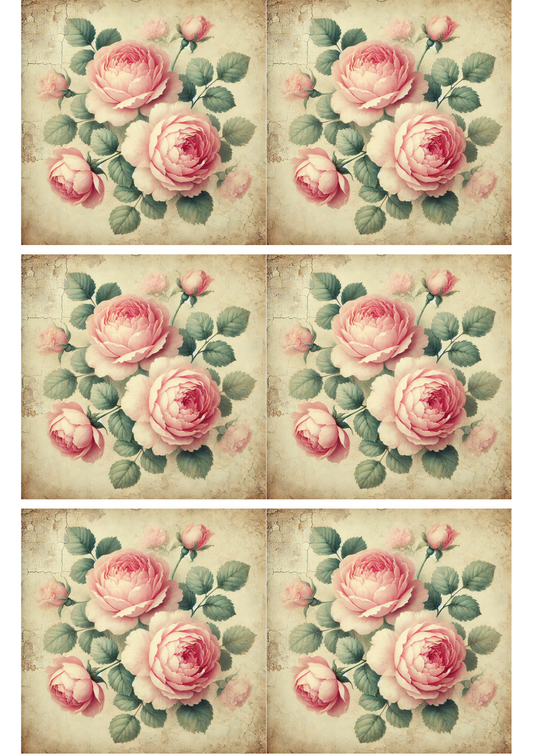 Sticker Sheet – Pink Roses Collage Cat. No. 2256