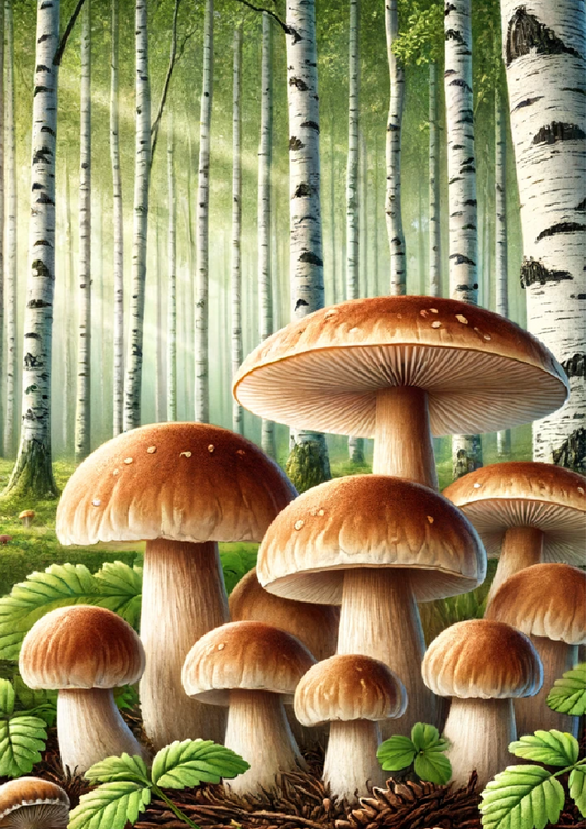 Sticker Sheet – Mushrooms Boletes In Birch Forest Full Cat. No. 1227