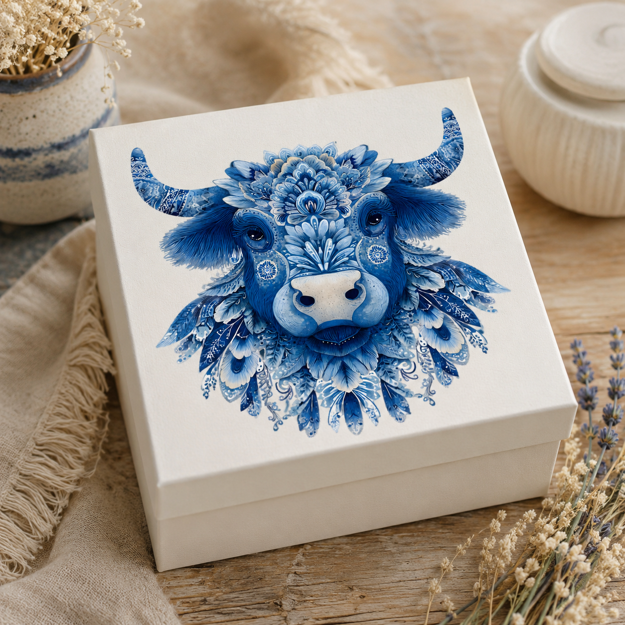 Folk Highland Cow Clipart Set: 16 PNG, Transparent Background Clipart (Instant Download)
