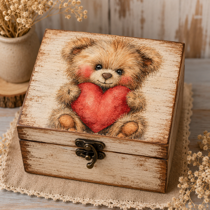 Teddy Bear With The Heart Clipart Set: 24 PNG, Transparent Background Clipart (Instant Download)