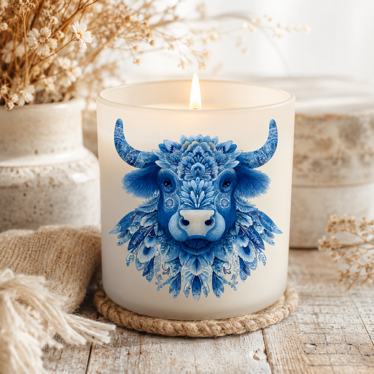 Folk Highland Cow Clipart Set: 16 PNG, Transparent Background Clipart (Instant Download)