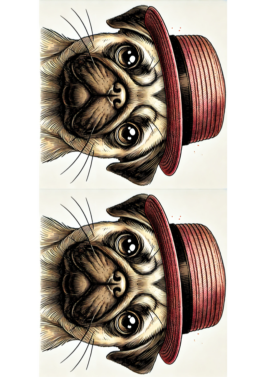 Sticker Sheet – Pug Collage of Two Cat. No. 2616