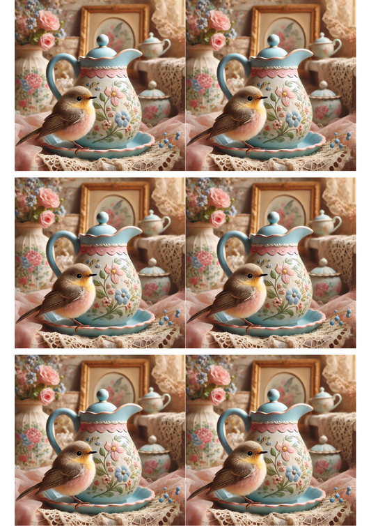 Sticker Sheet – Bird and Jug Shabby Chic Collage Cat. No. 2288