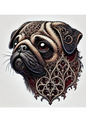 Wall Art Poster / Greeting Card / Sticker Sheet – Pug Gothic Style Full Cat. No. 2299