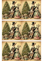 Wall Art Poster / Greeting Card / Sticker Sheet – Rabbit Family By The Christmas Tree Vintage Collage Cat. No. 3107
