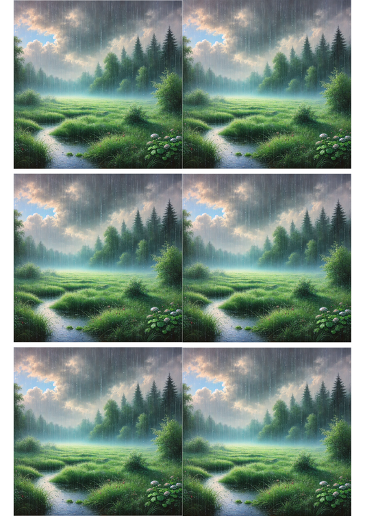 Sticker Sheet – Rainy Landscape Collage Cat. No. 2308