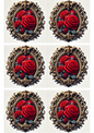 Stickerbogen – Rote Rose, Barock, ovale Collage, Kat.-Nr. 3113