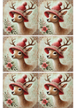 Wall Art Poster / Greeting Card / Sticker Sheet – Young Reindeer Shabby Chic Collage Cat. No. 2329