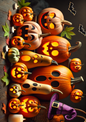 Wall Art Poster / Greeting Card / Sticker Sheet – Halloween Family Pumpkin Full Cat. No. 1639