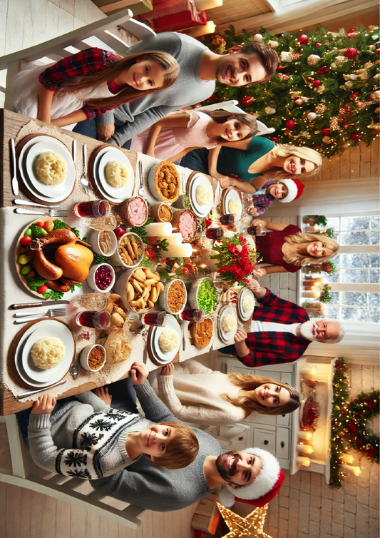 Klistremerkeark Familie ved julebordet Hel katalognr. 1579