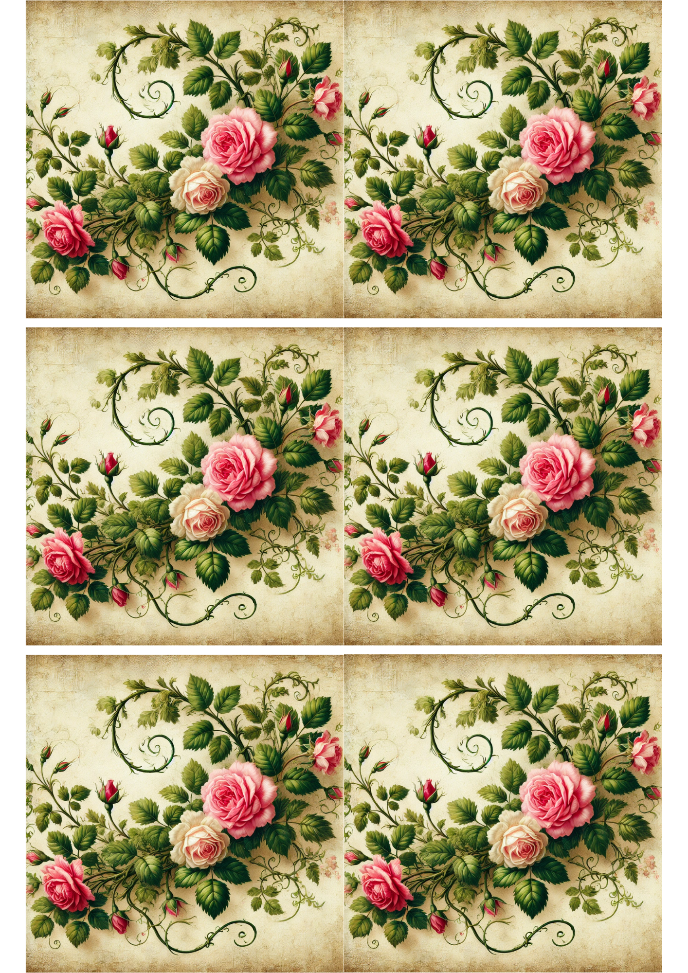 Klistremerkeark – Rosegirlander 4 Collage Kat.nr. 2353