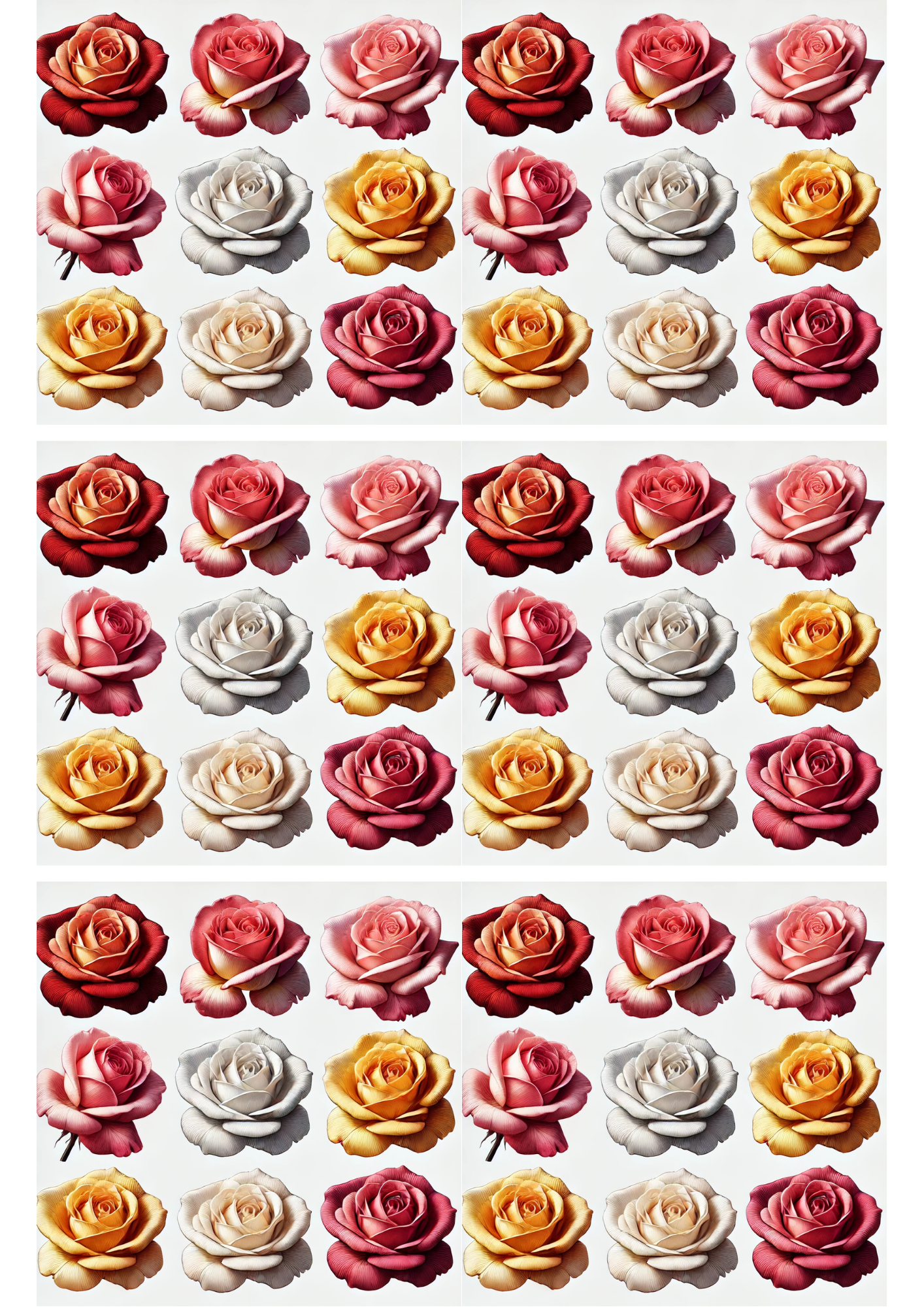 Klistremerkeark – Roser Mix Collage Kat. nr. 2355