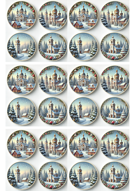 Sticker Sheet – Church In Round Frames Collage Cat. No. 3119