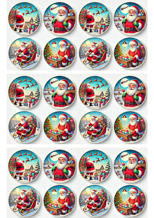 Sticker Sheet – Santa Claus In Round Frames Collage Cat. No. 3131