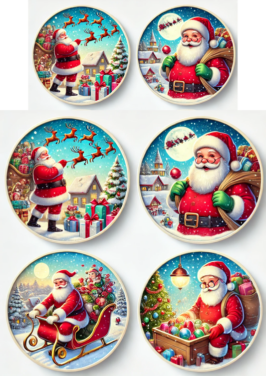 Sticker Sheet – Santa Claus In Round Frames Full Cat. No. 3132