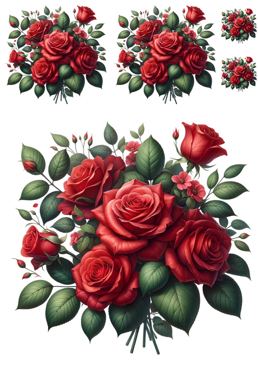 Sticker Sheet – Red Roses Collage Cat No. 1043