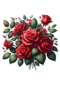 Wall Art Poster / Greeting Card / Sticker Sheet – Red Roses Full Cat No. 1044