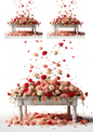 Wall Art Poster / Greeting Card / Sticker Sheet – Roses On Table Collage Cat No. 752