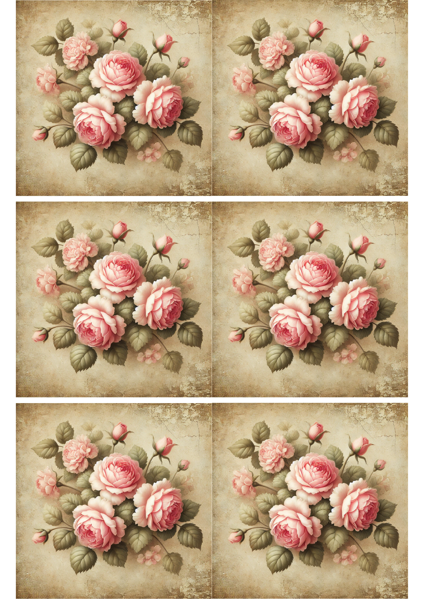 Stickerbogen – Shabby Chic Rosenstrauß-Collage Kat. Nr. 2369