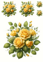 Klistremerkeark – Gule roser Collage Kat. nr. 1045