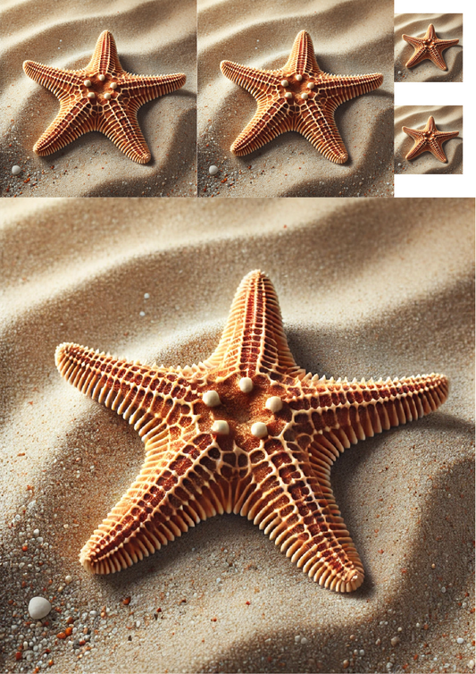 Sticker Sheet Starfish On Sand Collage Cat. No. 1379