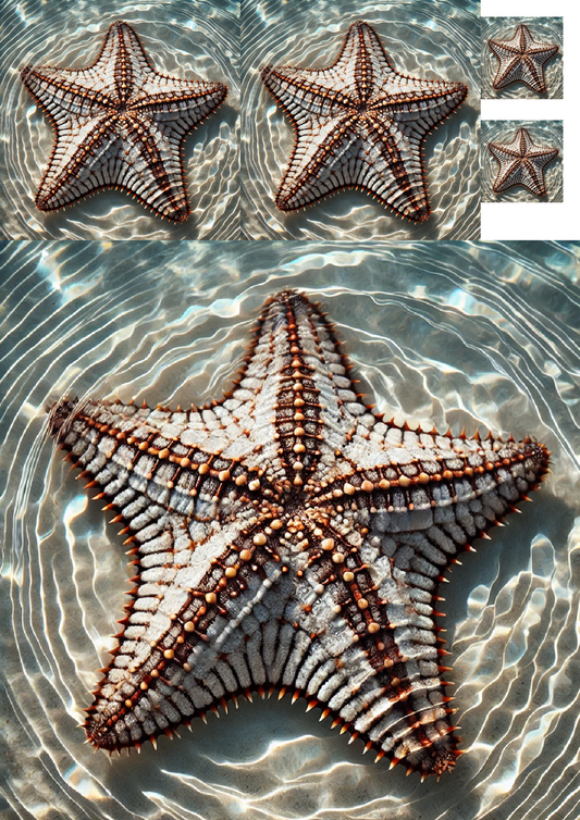 Sticker Sheet Starfish In Water Collage Cat. No. 1381