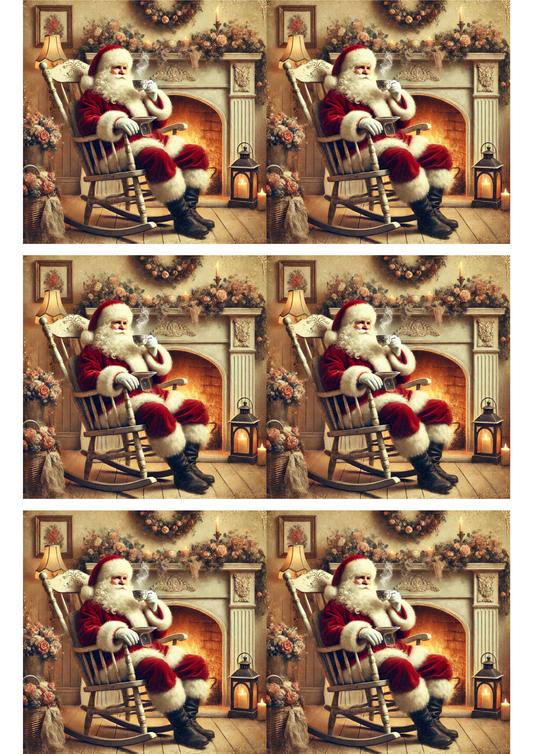 Sticker Sheet – Santa Claus Drinks Tea Collage Cat. No. 2891