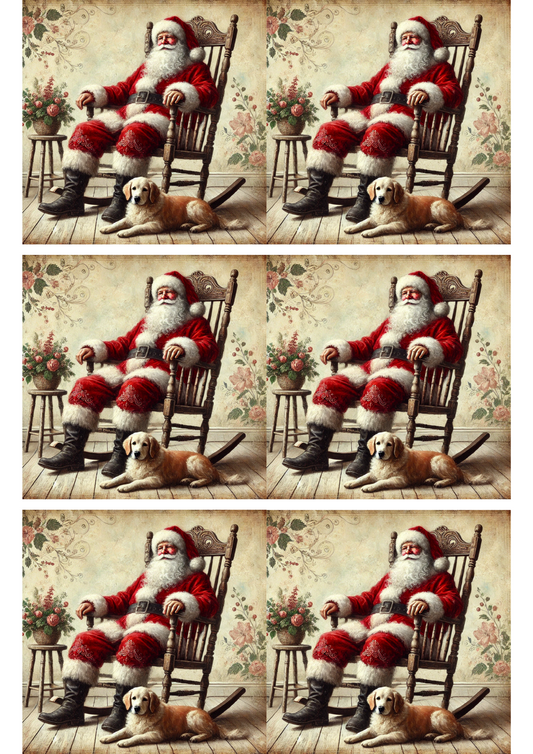 Sticker Sheet – Santa Claus In Rocking Chair Collage Cat. No. 2893