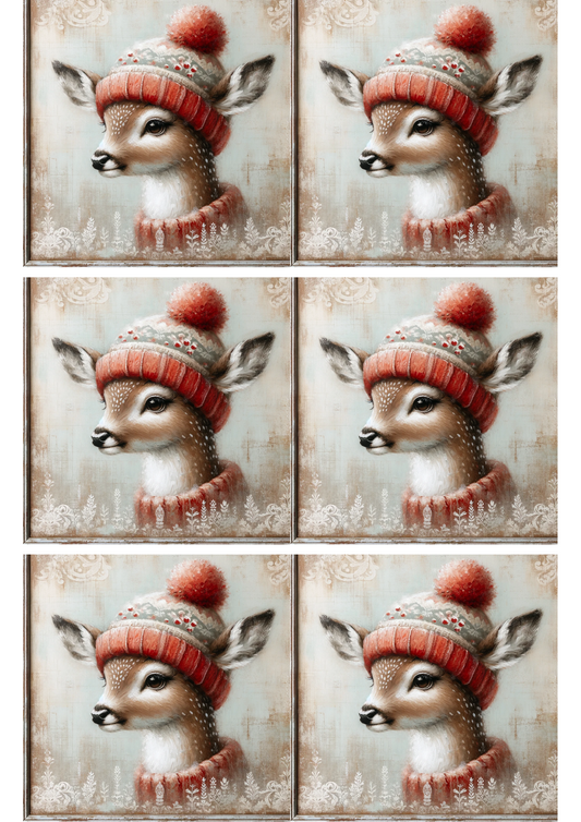Sticker Sheet – Roe Deer In A Hat Collage Cat. No. 2415