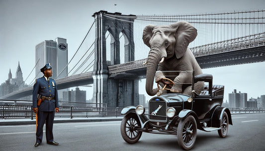Sticker Sheet – Elephant Drives A Car In Manhattan Cat. No. 23