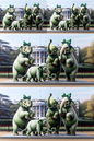 Wall Art Poster / Greeting Card / Sticker Sheet – Elephants Dancing on the Background of the White House Collage Cat. No. 286