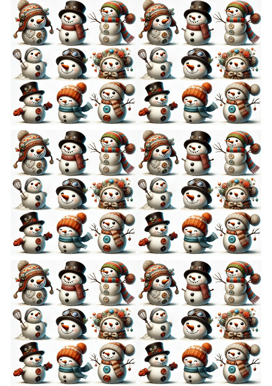 Sticker Sheet – Snowmen Various 2 Collage Cat. No. 2475