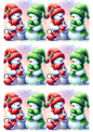 Wall Art Poster / Greeting Card / Sticker Sheet – Snowmen Pastel Colors Collage Cat. No. 2471