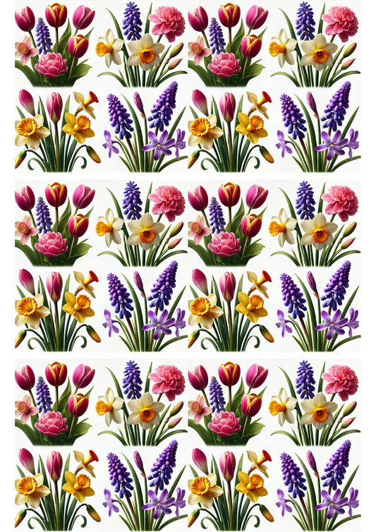 Sticker Sheet – Spring Flower Mix Collage Cat. No. 2489