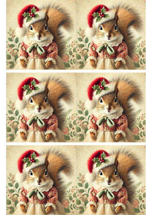 Sticker Sheet – Squirrel In Christmas Collage Cat. No. 2899