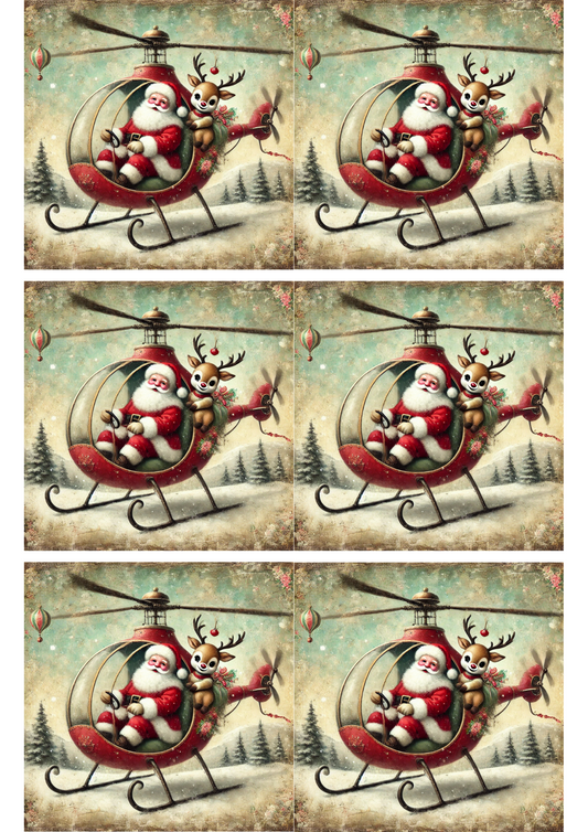 Sticker Sheet – Santa Claus In Helicopter Collage Cat. No. 2919