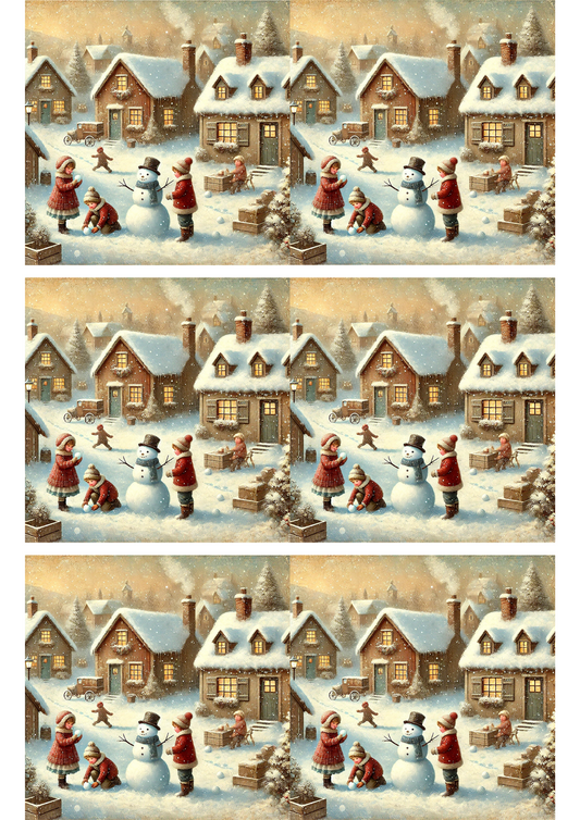 Sticker Sheet – Children Make Snowman At Christmas Collage Cat. No. 2917