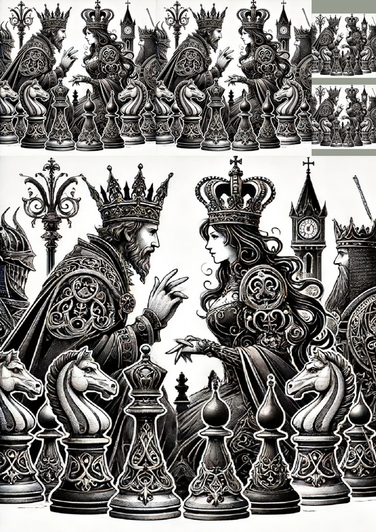 Sticker Sheet Chess Sets in Gothic Style Collage Cat. No. 1250