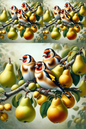 Stickerbogen – Stieglitze auf einem Birnbaum, Kat. Nr. 431