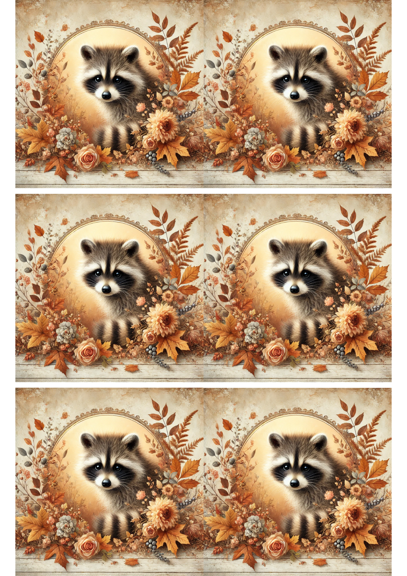 Sticker Sheet – Raccoon in Autumn Collage Cat. No. 2631