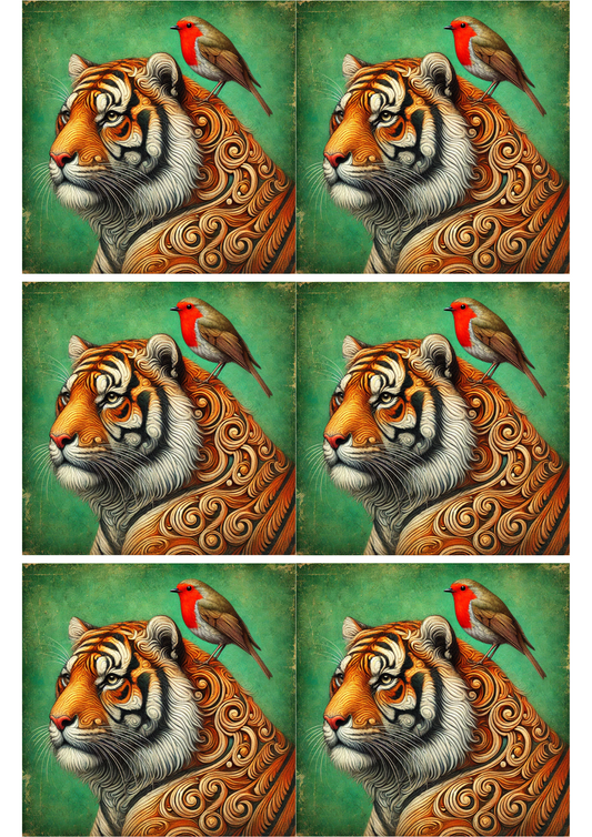 Sticker Sheet – Tiger and Red Robin Collage Cat. No. 2541