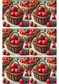 Stickerbogen – Erdbeeren in einem Korb Collage Kat. Nr. 2545