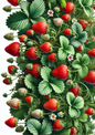 Wall Art Poster / Greeting Card / Sticker Sheet – Strawberry Bushes Full Cat. No. 1384