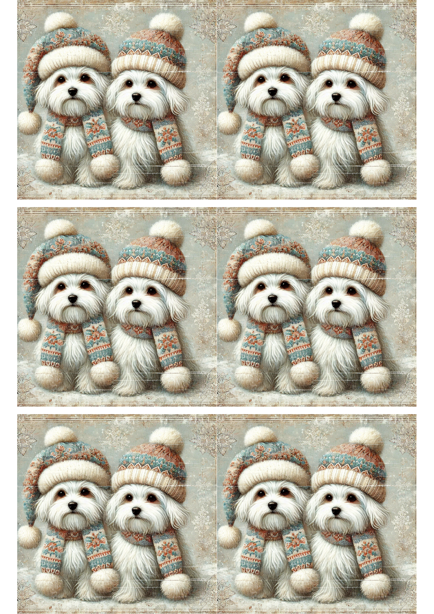 Sticker Sheet – Two Maltese Shabby Chic Collage Cat. No. 2555