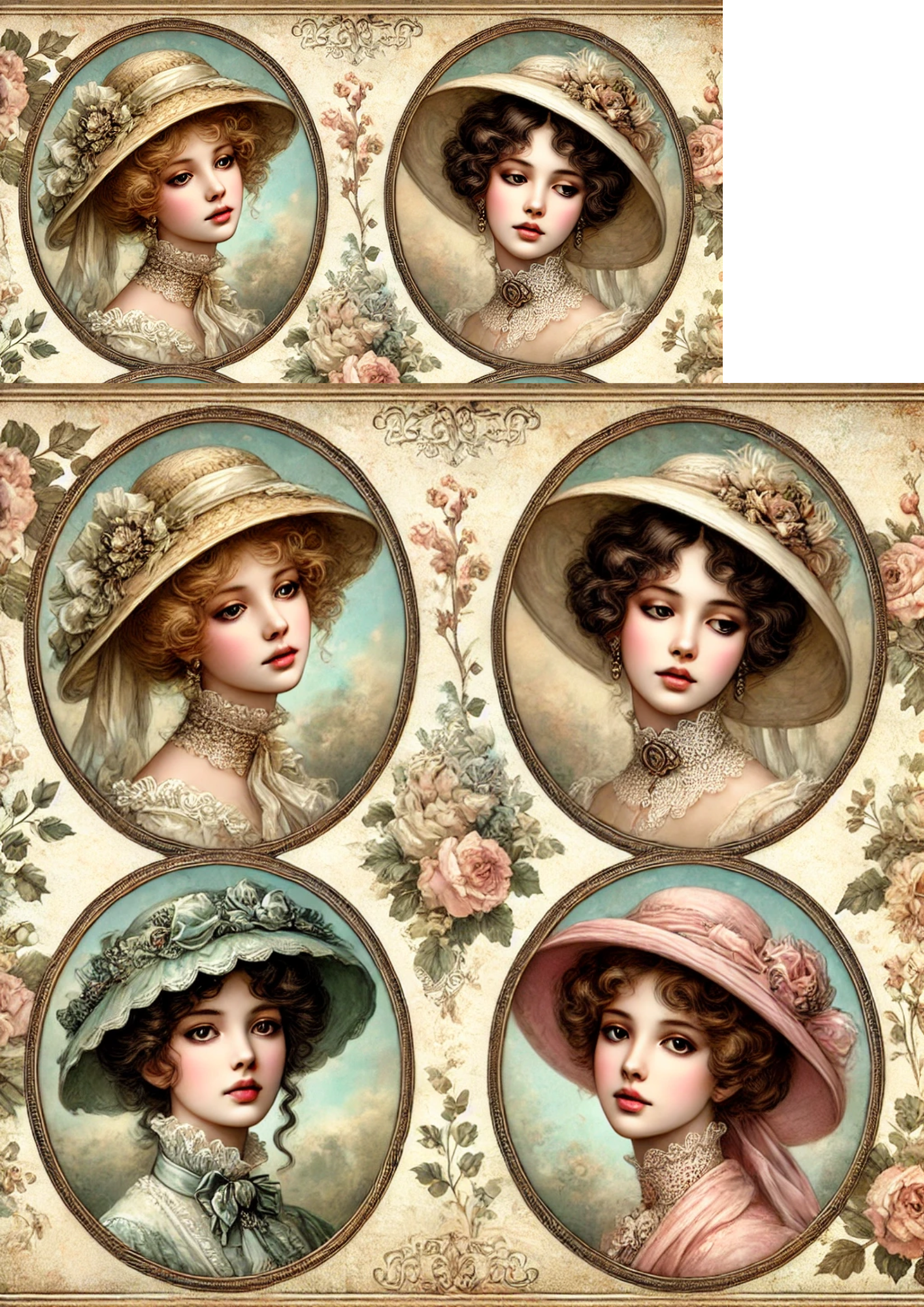 Sticker Sheet – Victorian Woman In Ovals Full Cat. No. 3172