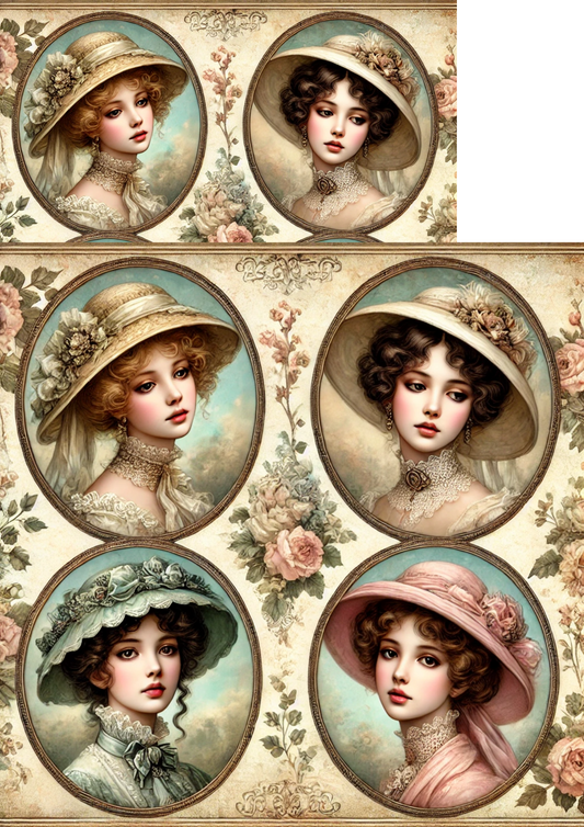 Sticker Sheet – Victorian Woman In Ovals Full Cat. No. 3172