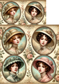 Wall Art Poster / Greeting Card / Sticker Sheet – Victorian Woman In Ovals Full Cat. No. 3172