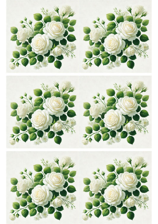 Sticker Sheet – White Rose Garland Collage Cat. No. 2649