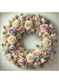 Wall Art Poster / Greeting Card / Sticker Sheet – Rose Wreath Shabby Chic Full Cat. No. 2434