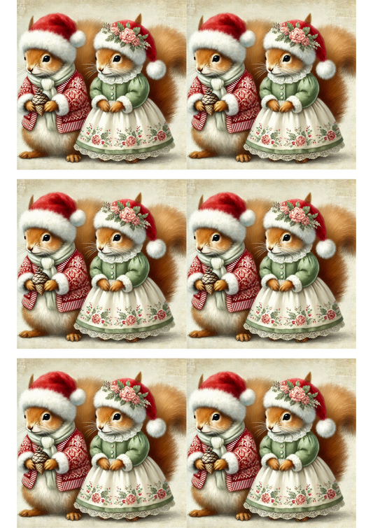 Sticker Sheet – Couple Squirrels In Hats Collage Cat. No. 2925